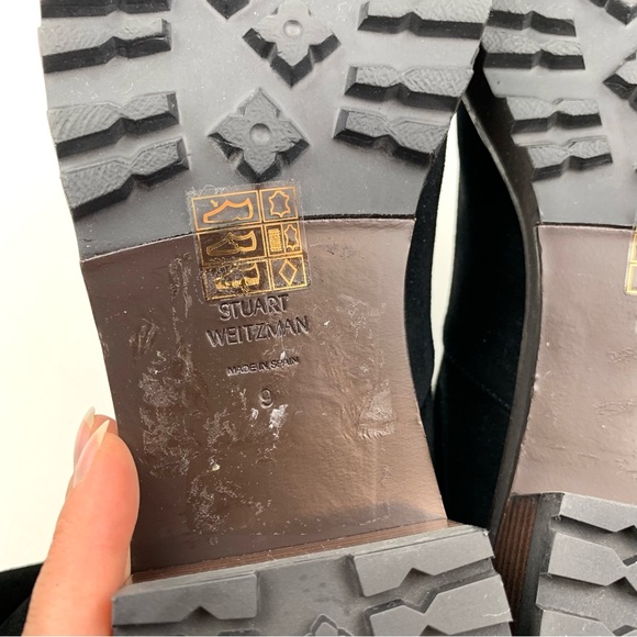 Stuart Weitzman Over The Knee Boots Suede Leather Low Block Heel Lug Sole 9 B - Picture 7 of 10